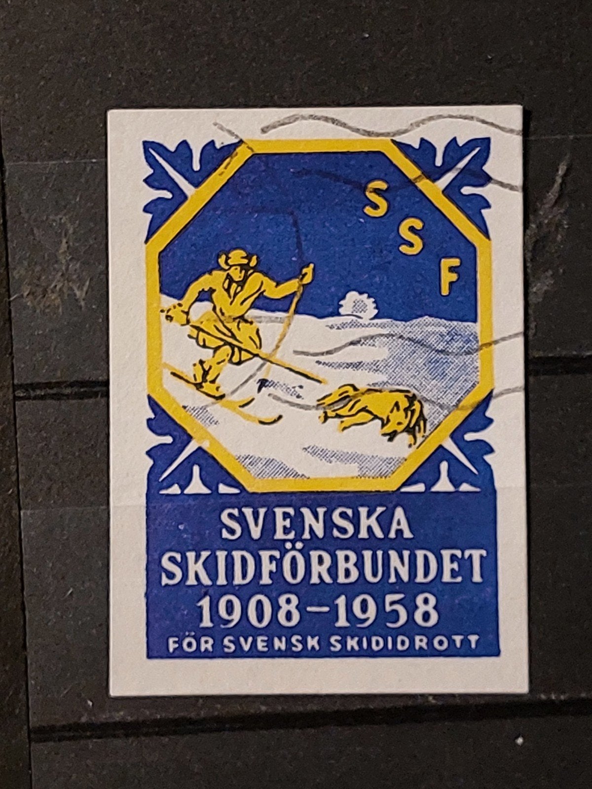 Zweden Cinderella: Svenska Skidförbundet 1908-1958, Ophalen of Verzenden, Zweden, Gestempeld