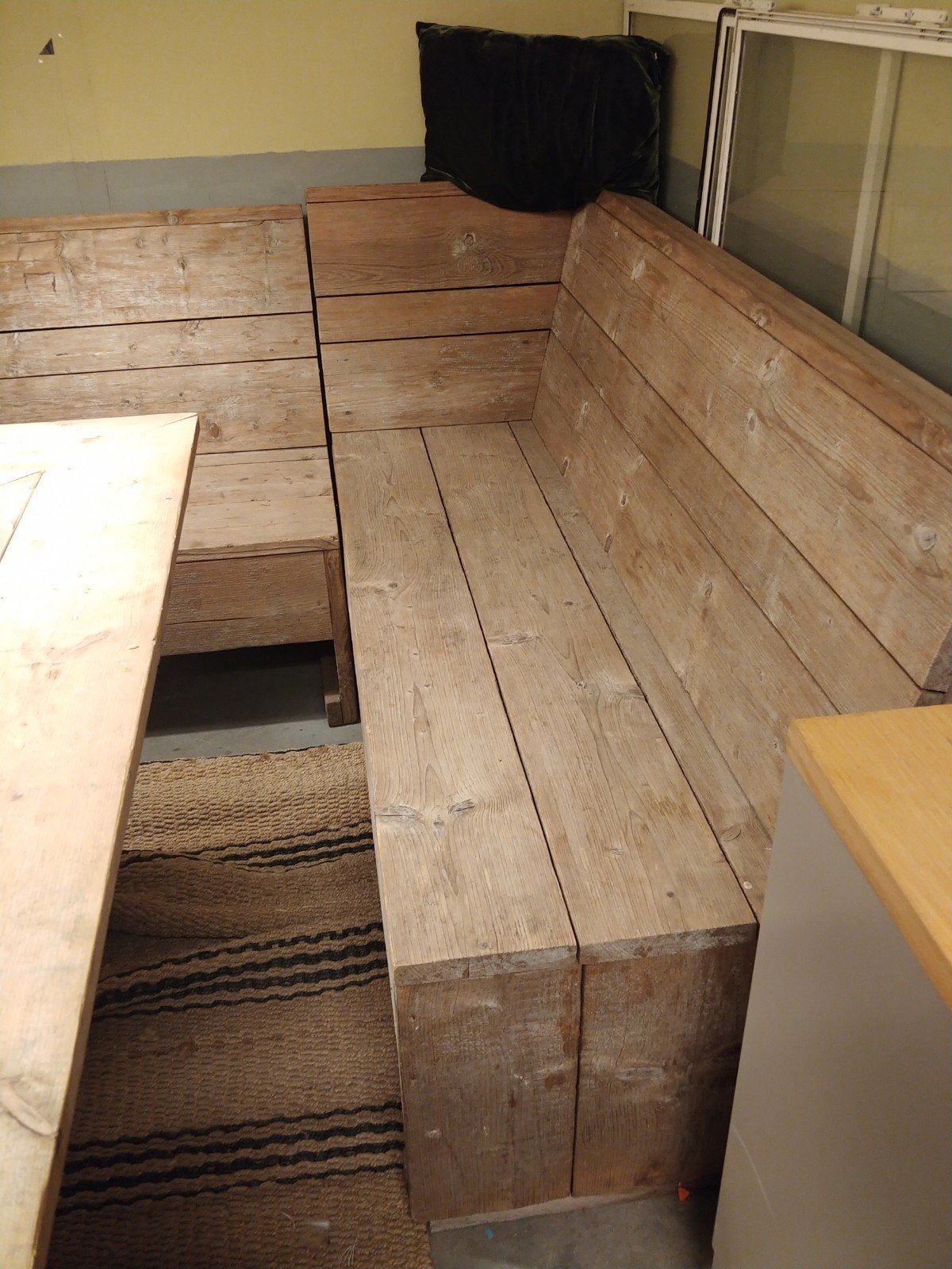Hoekbank steigerhout, Tuin en Terras, Ophalen, 5 zitplaatsen, Gebruikt, Eettafel