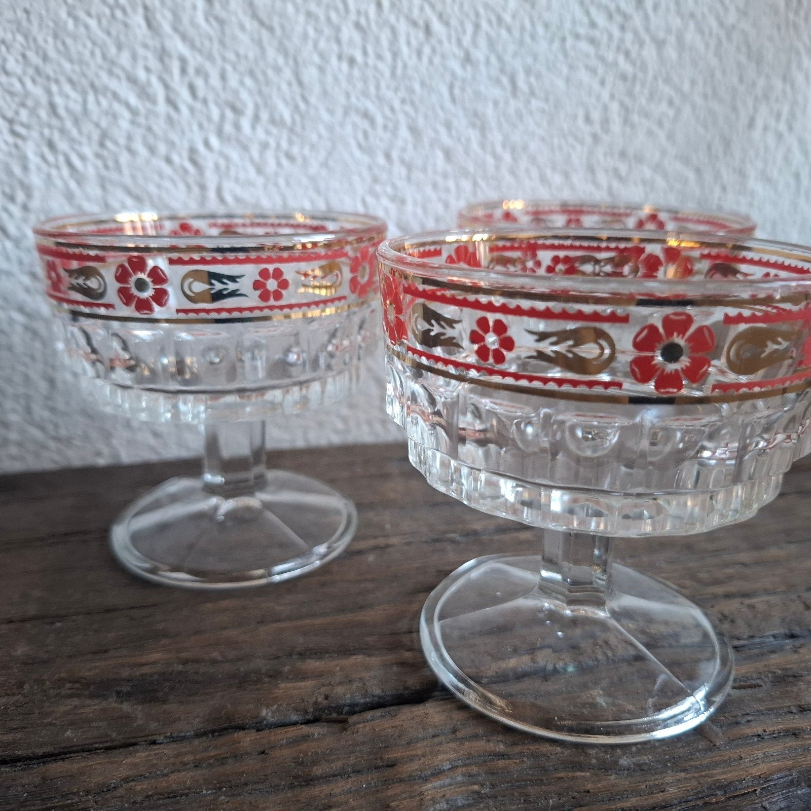 3 vintage italiaans persglas dessertcoupès van Stampi Franc, Ophalen of Verzenden