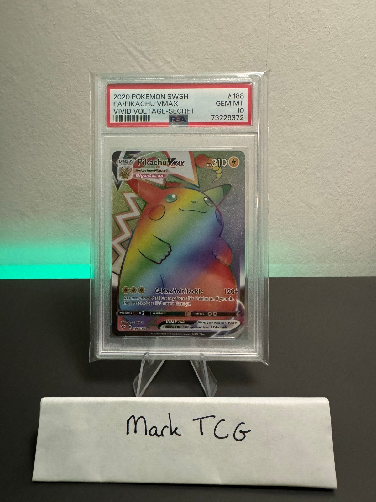 pikachu vmax rainbow 188/185 psa 10, Hobby en Vrije tijd, Verzamelkaartspellen | Pokémon, Ophalen of Verzenden, Gebruikt, Losse kaart