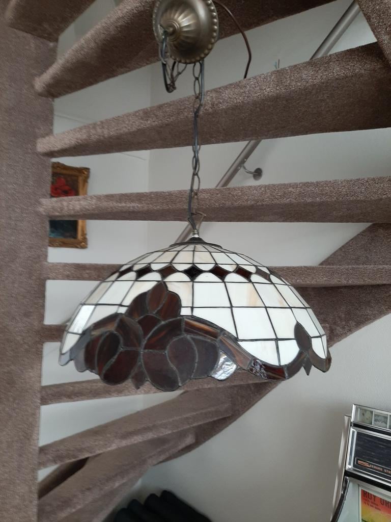 Schitterende grote punt gave tifany hanglamp, Ophalen, Zo goed als nieuw, 75 cm of meer