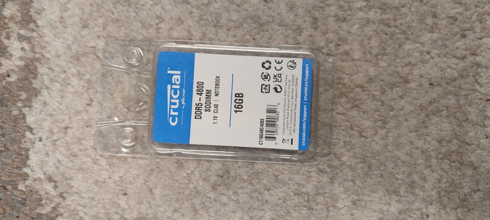 Crucial DDR5-4800 SODIMM 2x16GB Laptop Geheugen, Computers en Software, RAM geheugen, 32 GB, Nieuw, Ophalen of Verzenden, DDR5