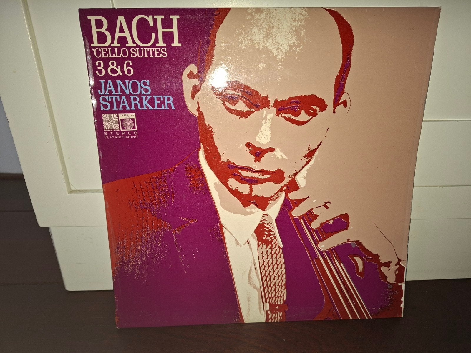 Bach Cello Suites 3 & 6 - Janos Starker LP (Saga), LP, Gebruikt, Soloconcert, Ophalen of Verzenden