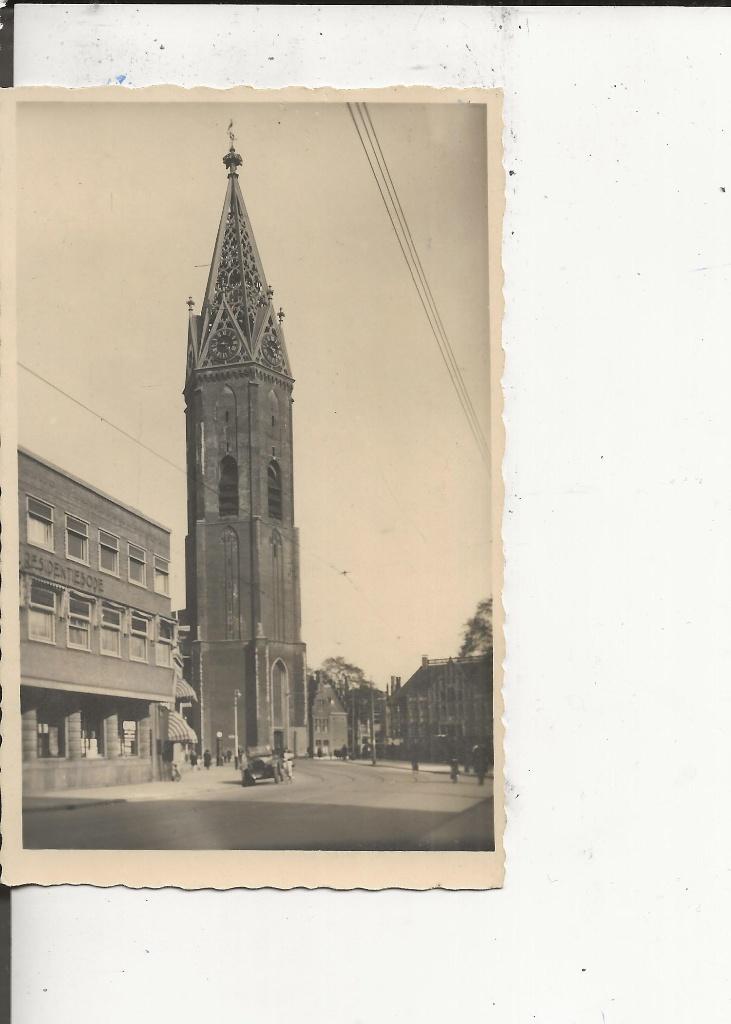 Den Haag Torenstraat Residentiebode en Kerktoren Fotokaart, Ophalen of Verzenden, 1920 tot 1940, Ongelopen, Zuid-Holland
