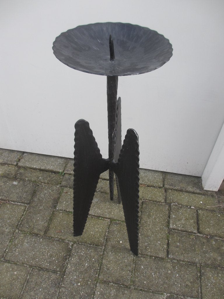 Vintage brutalist vloer kandelaar cast iron mid century '60, Huis en Inrichting, Woonaccessoires | Kandelaars en Kaarsen, Gebruikt