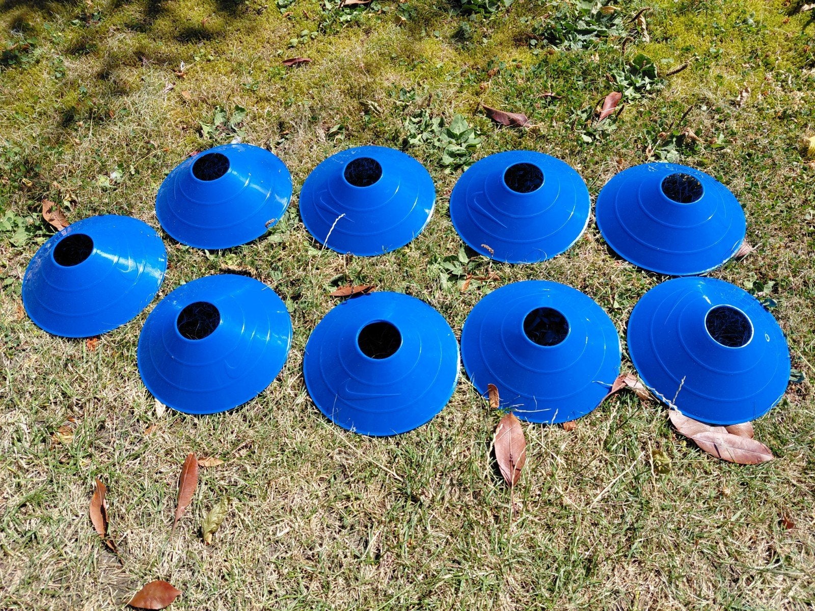 Blauwe pionnen (Nike) voor sport en spel (9 stuks), Ophalen, Gebruikt