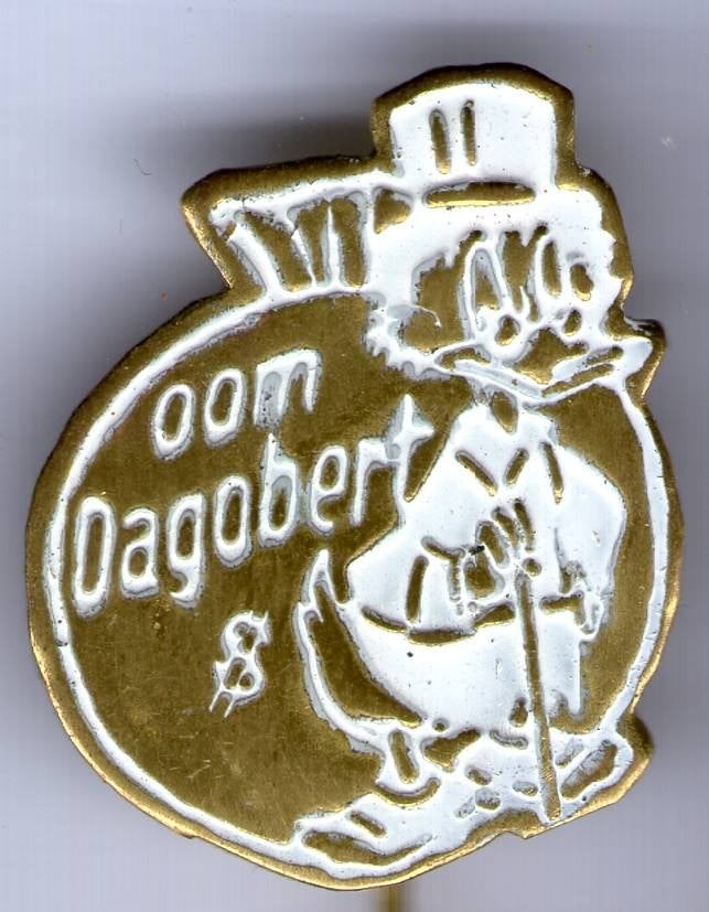 Oom Dagobert wit op koper stripfiguurtje speldje( R_095), Ophalen of Verzenden, Zo goed als nieuw, Figuurtje, Speldje of Pin