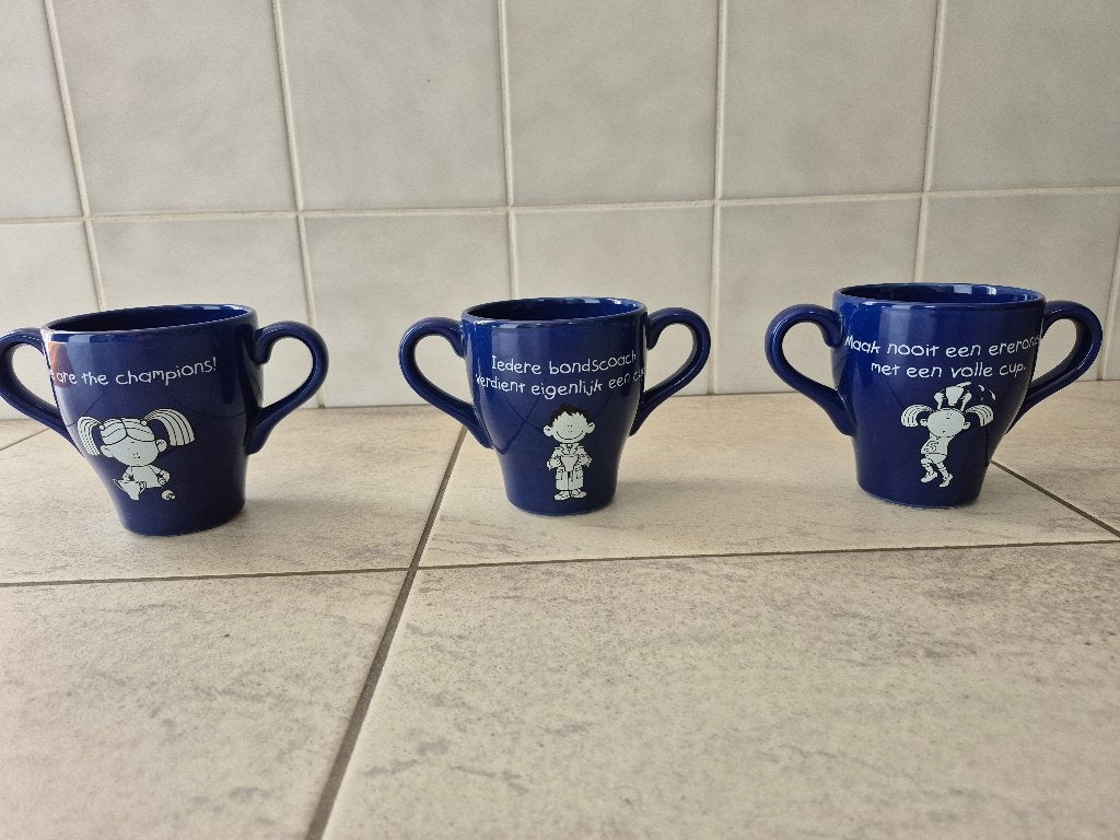 3 vintage promotie bekers van blue band, Ophalen of Verzenden, Nieuw, Overige materialen, Kop en/of schotel