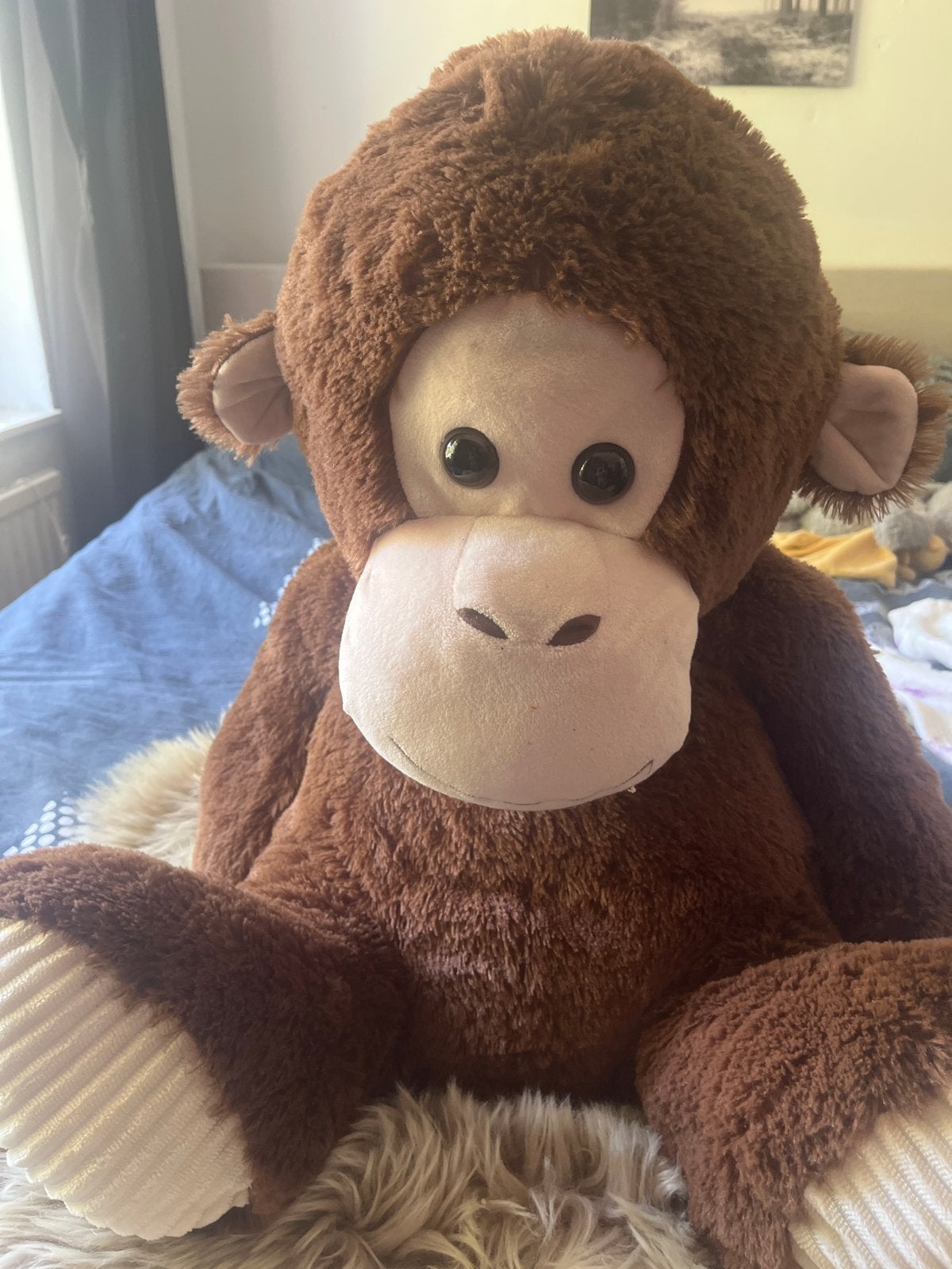 Grote knuffelaap - Zo goed als nieuw, Ophalen of Verzenden, Zo goed als nieuw, Middelgroot (20 tot 80 cm), Bruin