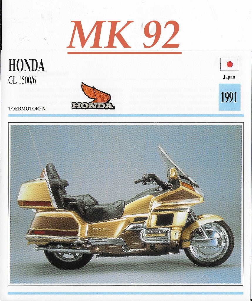 Mk92 motorkaart honda gl 1500/6, Ophalen of Verzenden, Zo goed als nieuw, Motoren