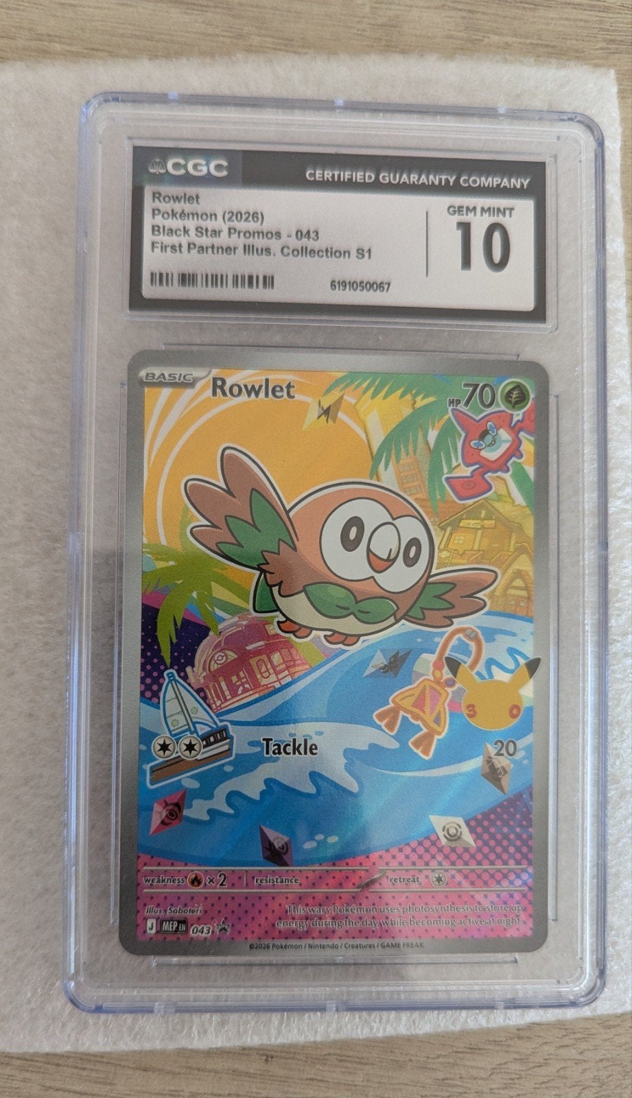 Rowlet Pokémon Kaart PSA CGC Gem Mint 10 - Black Star Promos, Ophalen of Verzenden