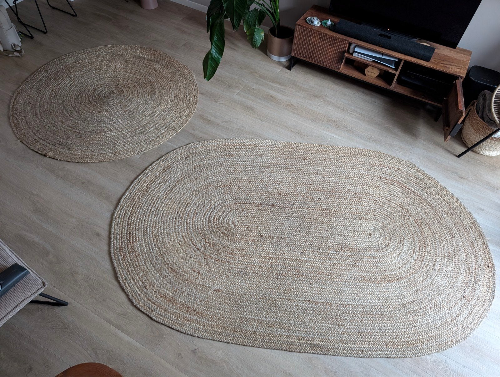 Jute vloerkleed ovaal en rond, 100 tot 150 cm, Bohemian, Natuurlijk, Scandinavisch, 200 cm of meer, Ophalen of Verzenden