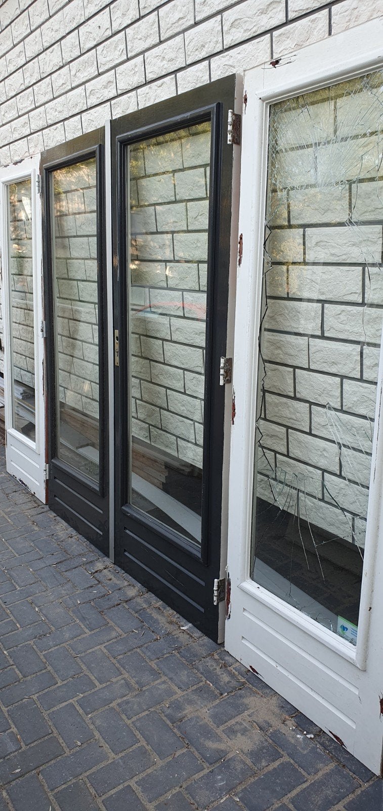 tuindeuren openslaande deuren + 2 Zijpanelen,  deuren, Doe-het-zelf en Verbouw, Deuren en Horren, Gebruikt, Ophalen of Verzenden