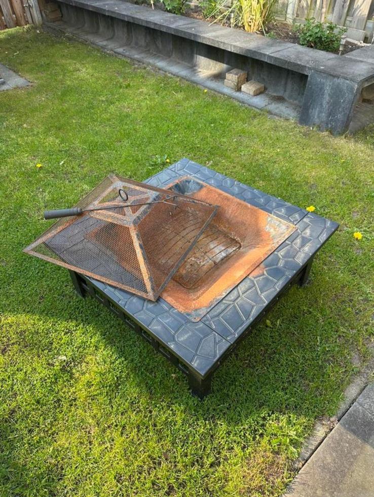 vidaXL Vuurplaats / vuurschaal met pook, staal, Tuin en Terras, Ophalen, Gebruikt