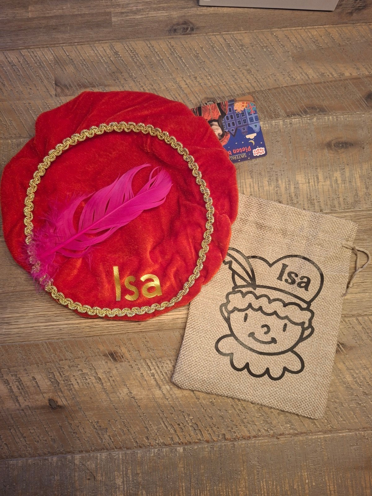 Pietenmuts met naam en een jute zakje met naam., Ophalen of Verzenden, Nieuw