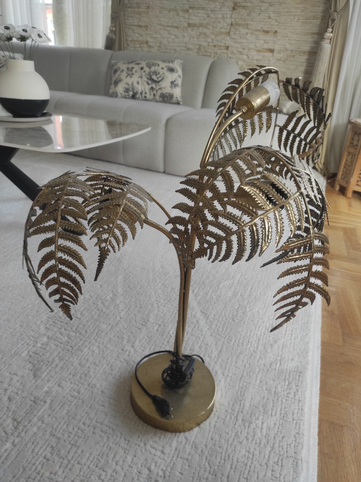 Vintage messing varenblad lamp - uitschuifbare bladeren, Ophalen of Verzenden