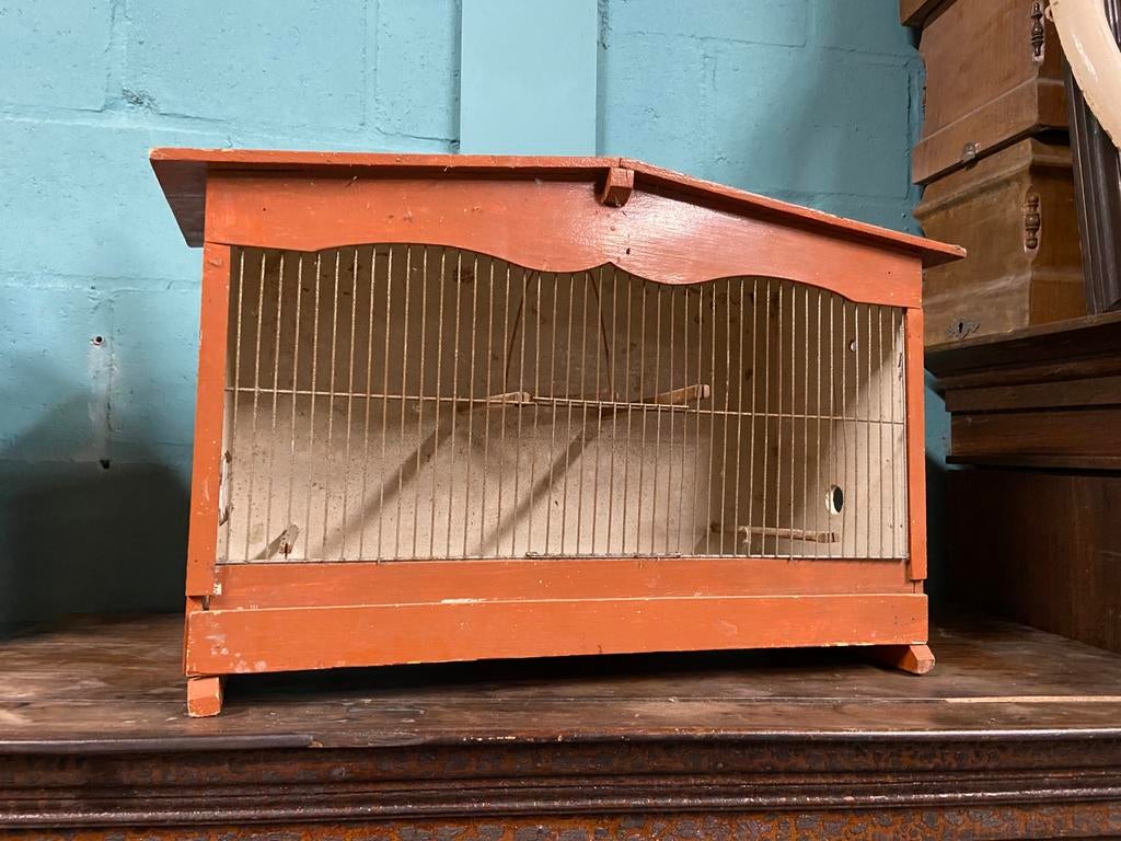 Brocante vogelkooitje terracotta vintage deco, Antiek en Kunst, Ophalen of Verzenden