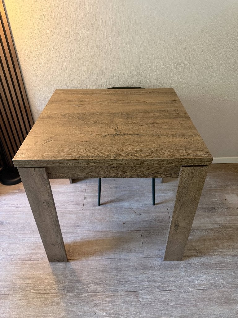 JYSK VEDDE eettafel – 80x80/160 cm – wild eiken, Ophalen, Eikenhout, 50 tot 100 cm, Zo goed als nieuw