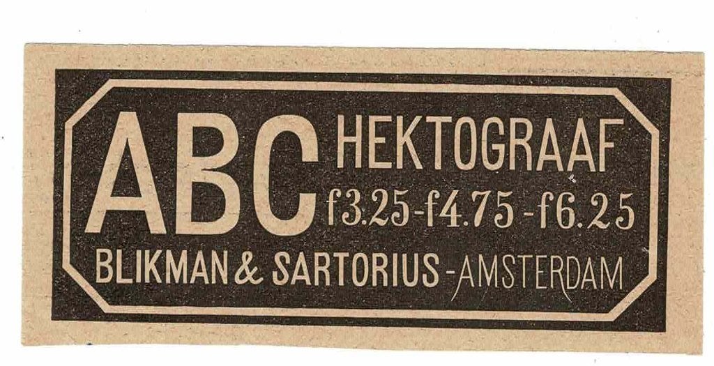 ABC HEKTOGRAAF BLIKMAN & SARTORIUS AMSTERDAM 1894, Ophalen of Verzenden, Zo goed als nieuw, Overige typen