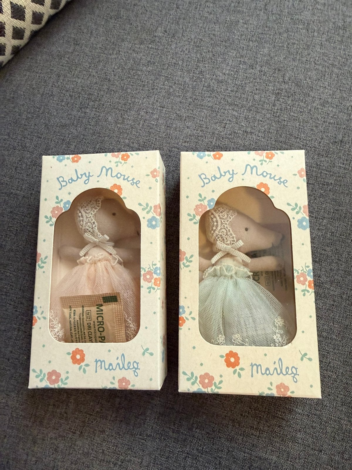 Maileg Baby Muis in Jurk – Powder en mint, Ophalen of Verzenden, Zo goed als nieuw, Poppenhuis