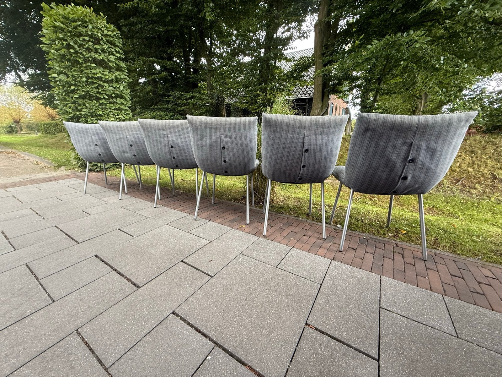 Set van 6 Ligne Roset vintage eetkamerstoelen, Ophalen, Gebruikt, Frans, Gijpsvintage