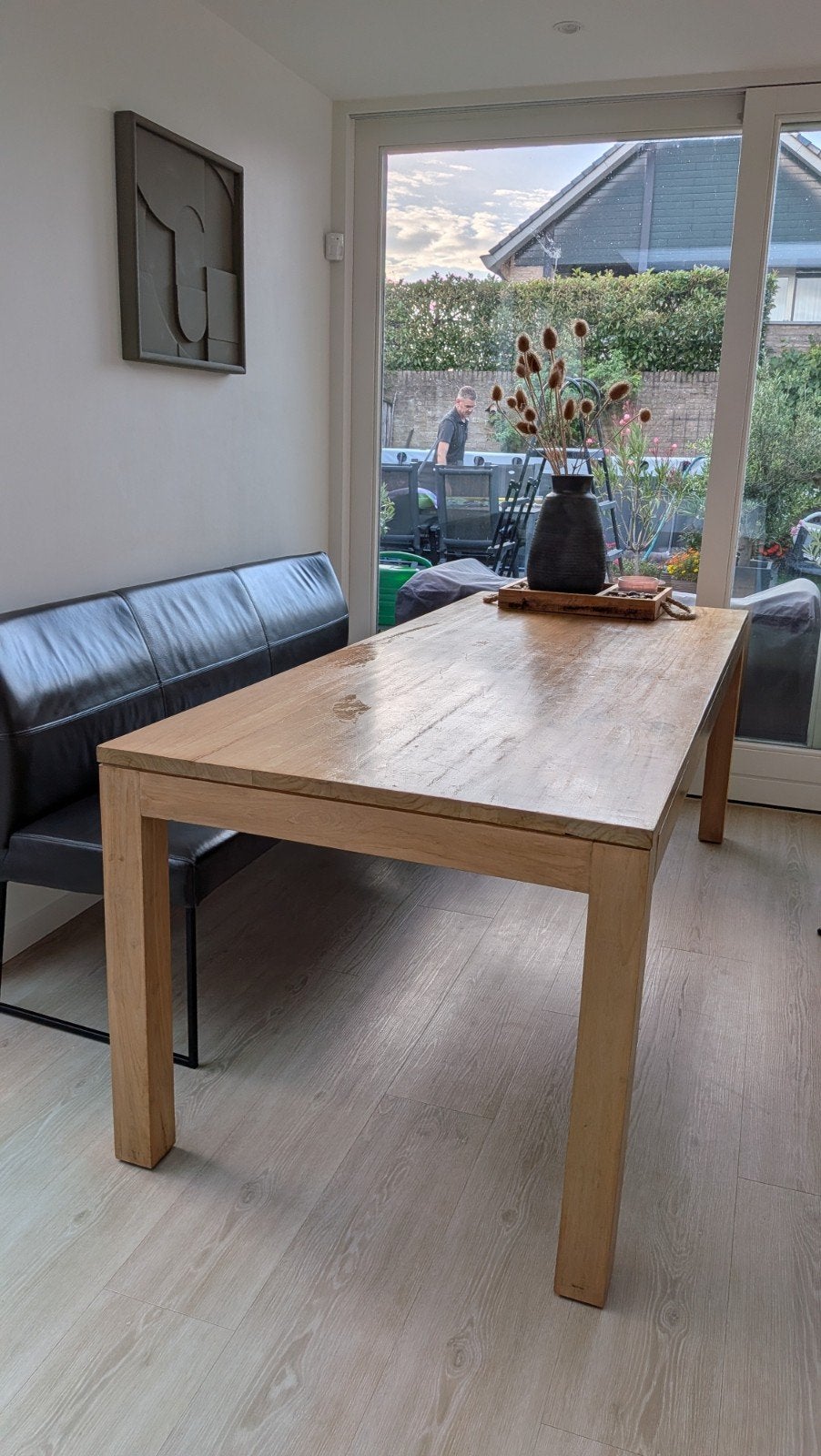 Tafel, teakhout, 90 cm x 220 cm, Huis en Inrichting, Tafels | Eettafels, Ophalen, Gebruikt, Teakhout, 200 cm of meer