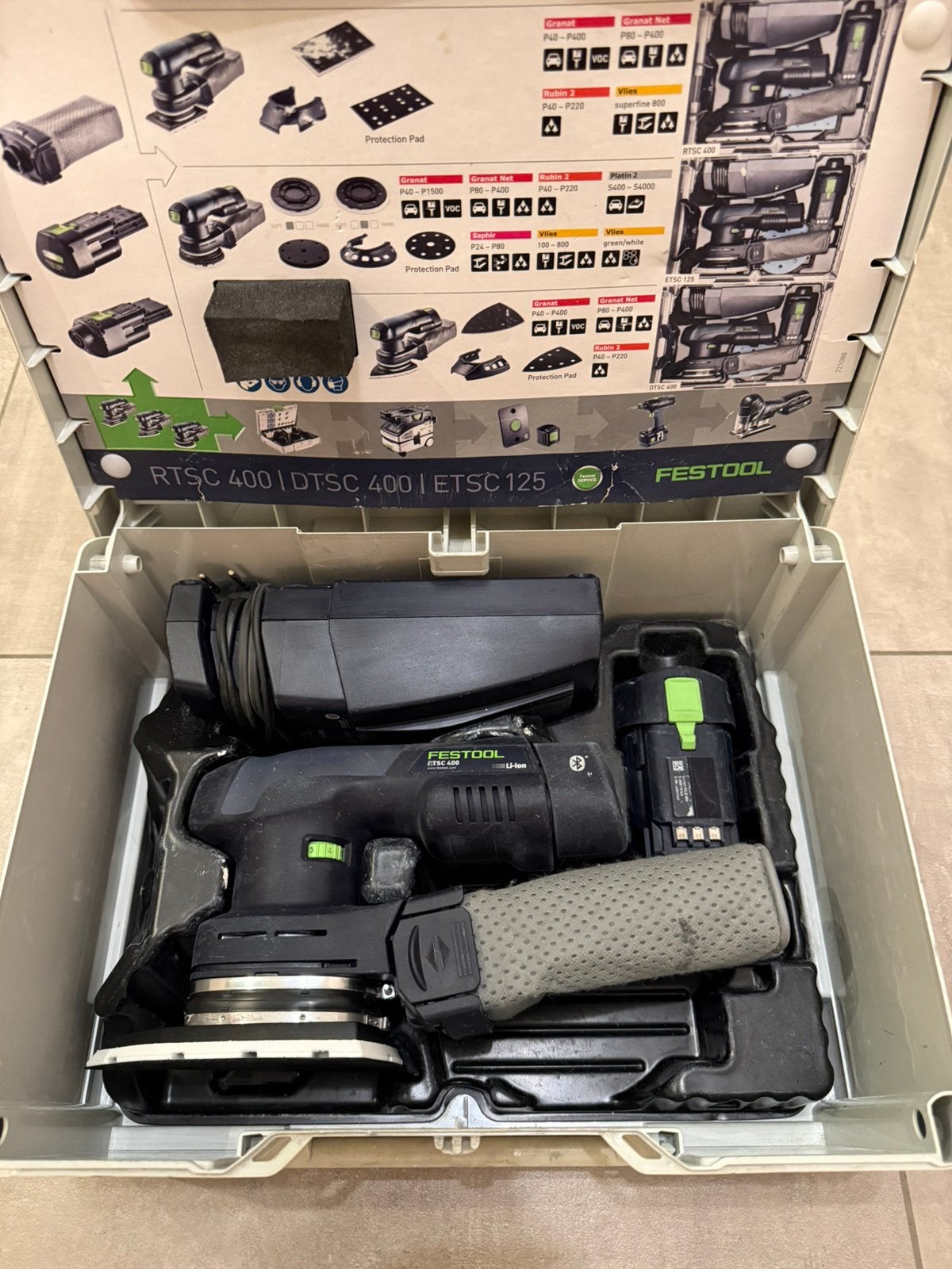 FESTOOL DTSC 400 ACCU SCHUURMACHINE, Ophalen of Verzenden, Gebruikt, Minder dan 600 watt, Vlakschuurmachine