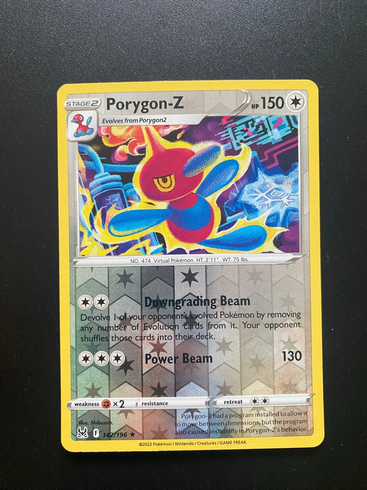 Porygon-Z 142/196 Reverse Holo Pokémon Lost Origin, Ophalen of Verzenden, Zo goed als nieuw, Losse kaart, Foil
