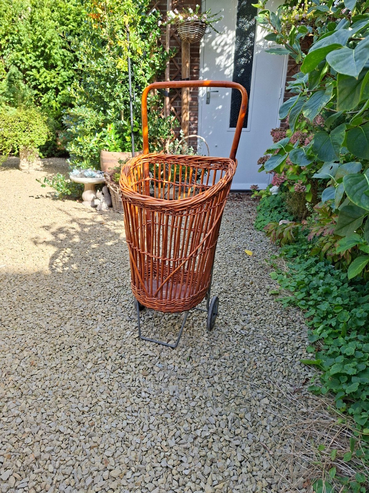 Rieten boodschappen trolley, Huis en Inrichting, Ophalen, Zo goed als nieuw, Riet