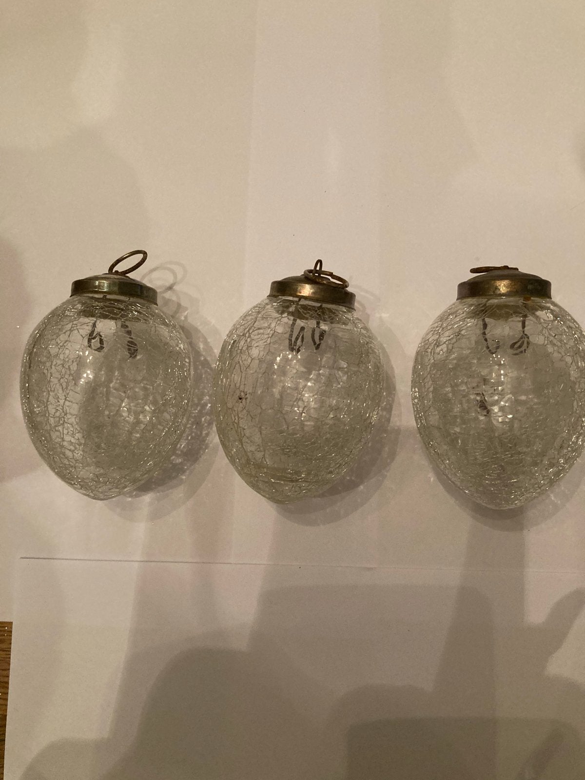 Set van 3 vintage kerstballen met craquelé glas, Ophalen of Verzenden