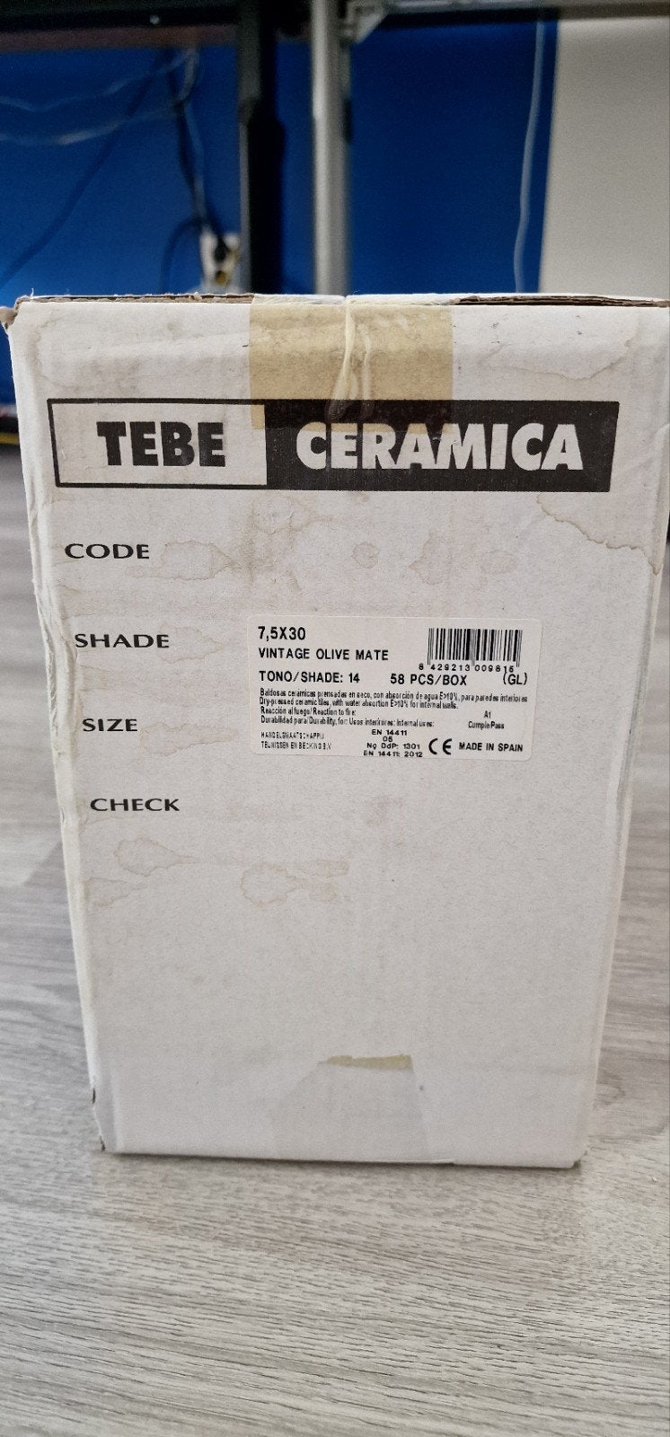 Tegels Tebe Ceramica 7.5x30 cm Vintage Olive Mate, Nieuw, 20 tot 40 cm, Minder dan 5 m², Wandtegels