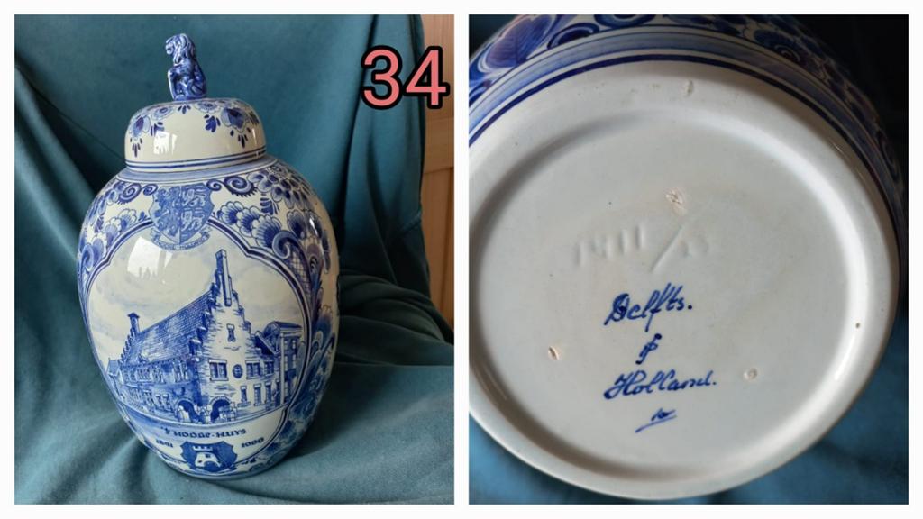 Delfts Blauw gemberpot met deksel - opbrengst Roparun, Antiek en Kunst, Ophalen