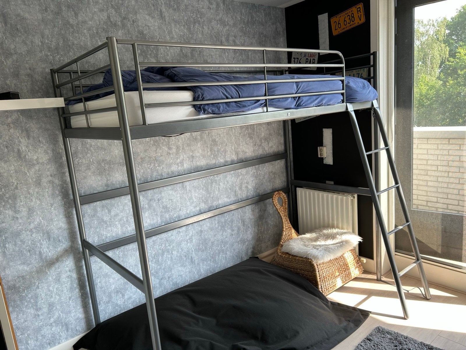 Stevige metalen hoogslaper Ikea, Huis en Inrichting, Slaapkamer | Stapelbedden en Hoogslapers, Ophalen, Gebruikt, Eenpersoons