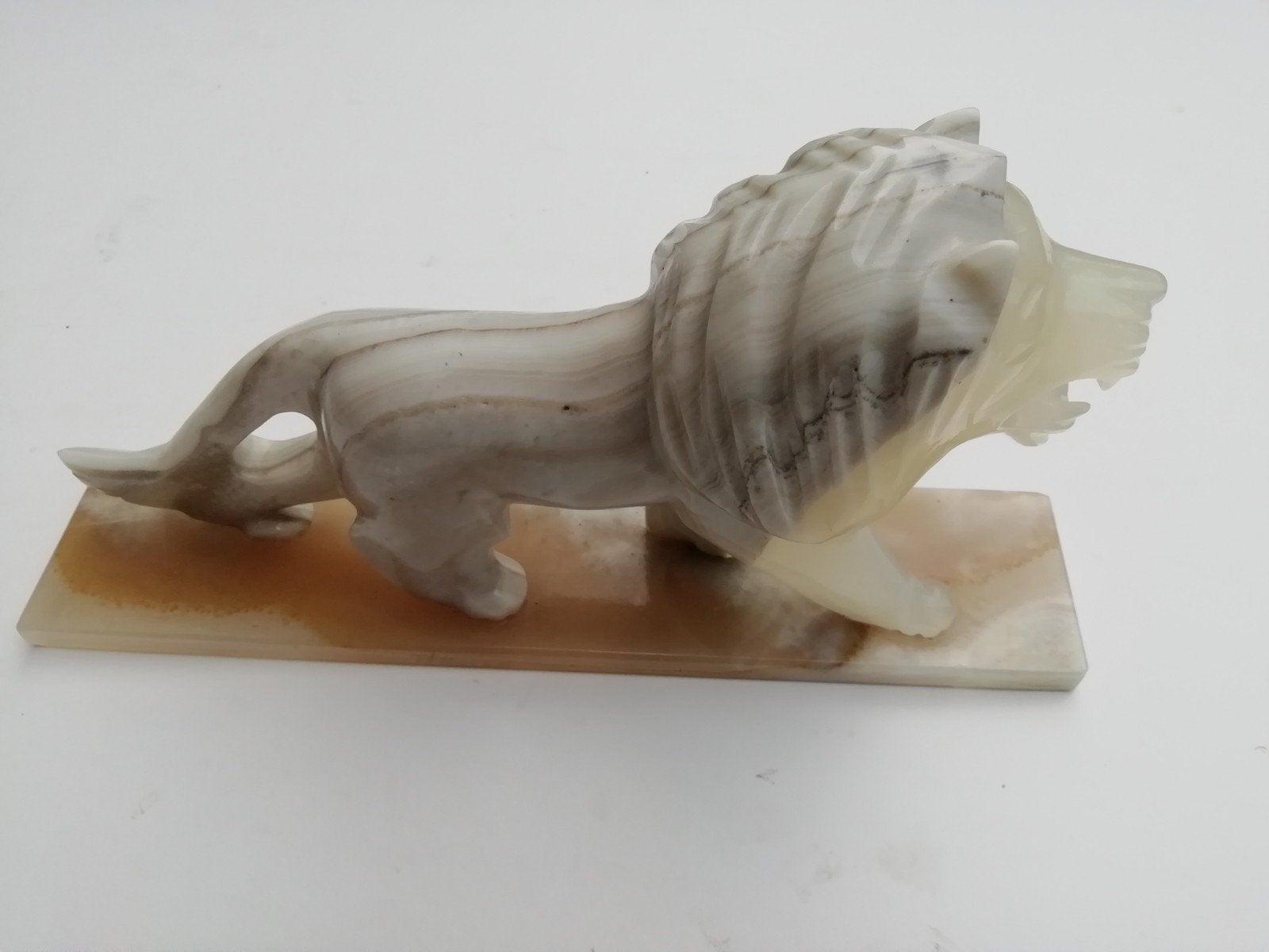 Prachtig Antiek Onyx Leeuwenbeeld in Zeer Goede Staat, Antiek en Kunst, Ophalen of Verzenden