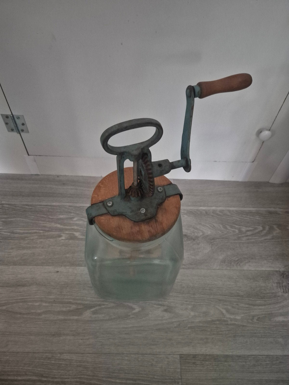 Antieke Glazen Boterkarner  Zwengel Compleet & Decoratie, Ophalen of Verzenden