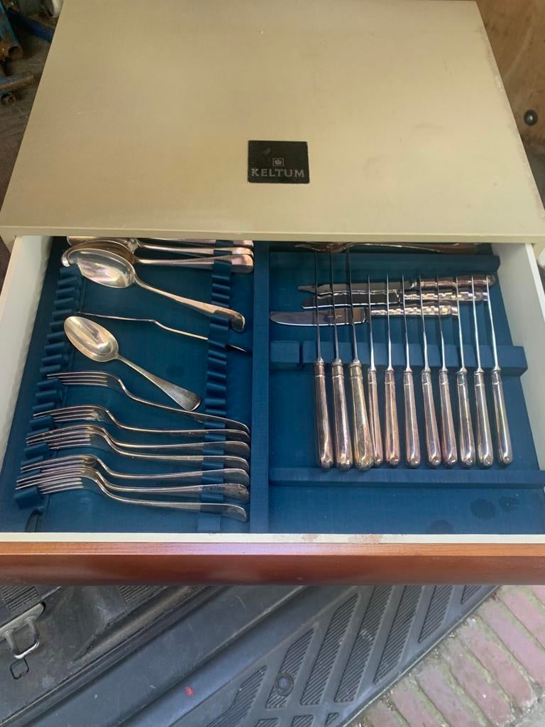 vintage Keltum bestekbak van Kempen & Begeer met drie lades., Ophalen of Verzenden