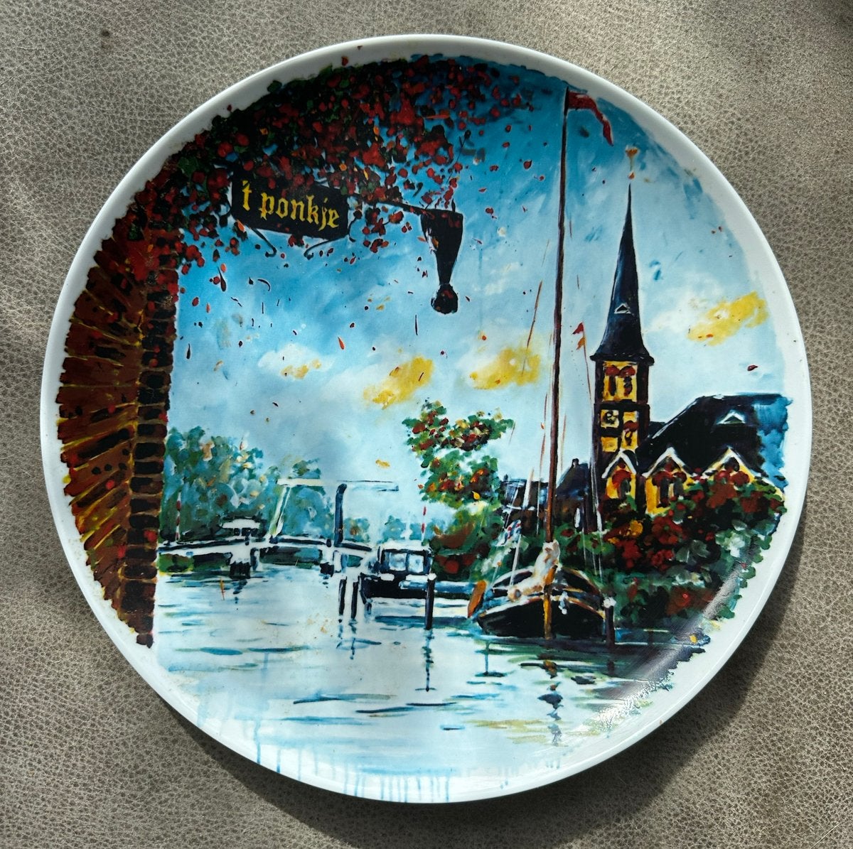 Jubileumbord 't Ponkje in Woudsend van Henk Hofstra, Ophalen of Verzenden