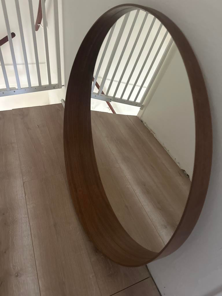 IKEA STOCKHOLM spiegel – hout (60/80 cm), Huis en Inrichting, Woonaccessoires | Spiegels, Ophalen, Rond, Zo goed als nieuw, 75 tot 100 cm