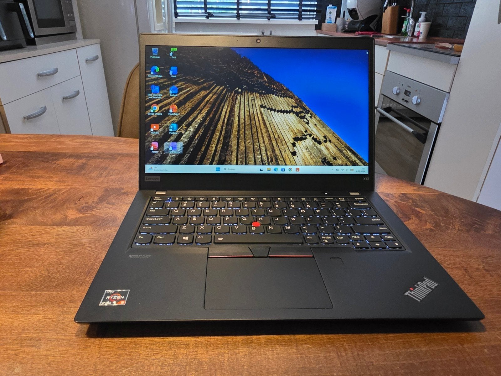Lenovo Thinkpad x13 Gen1/Ryzen5 Pro/16GB/256GB/W11/Office/Hd, Computers en Software, Met videokaart, Qwerty, Lenovo ThinkPad, 14 inch