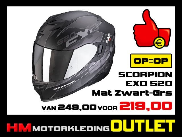 Motorhelm Scorpion EXO 520 Cover - Mat Zwart-Grijs - EXO-520, Info@huybersmotoren.nl, HM - Sale, NL, Kinderen