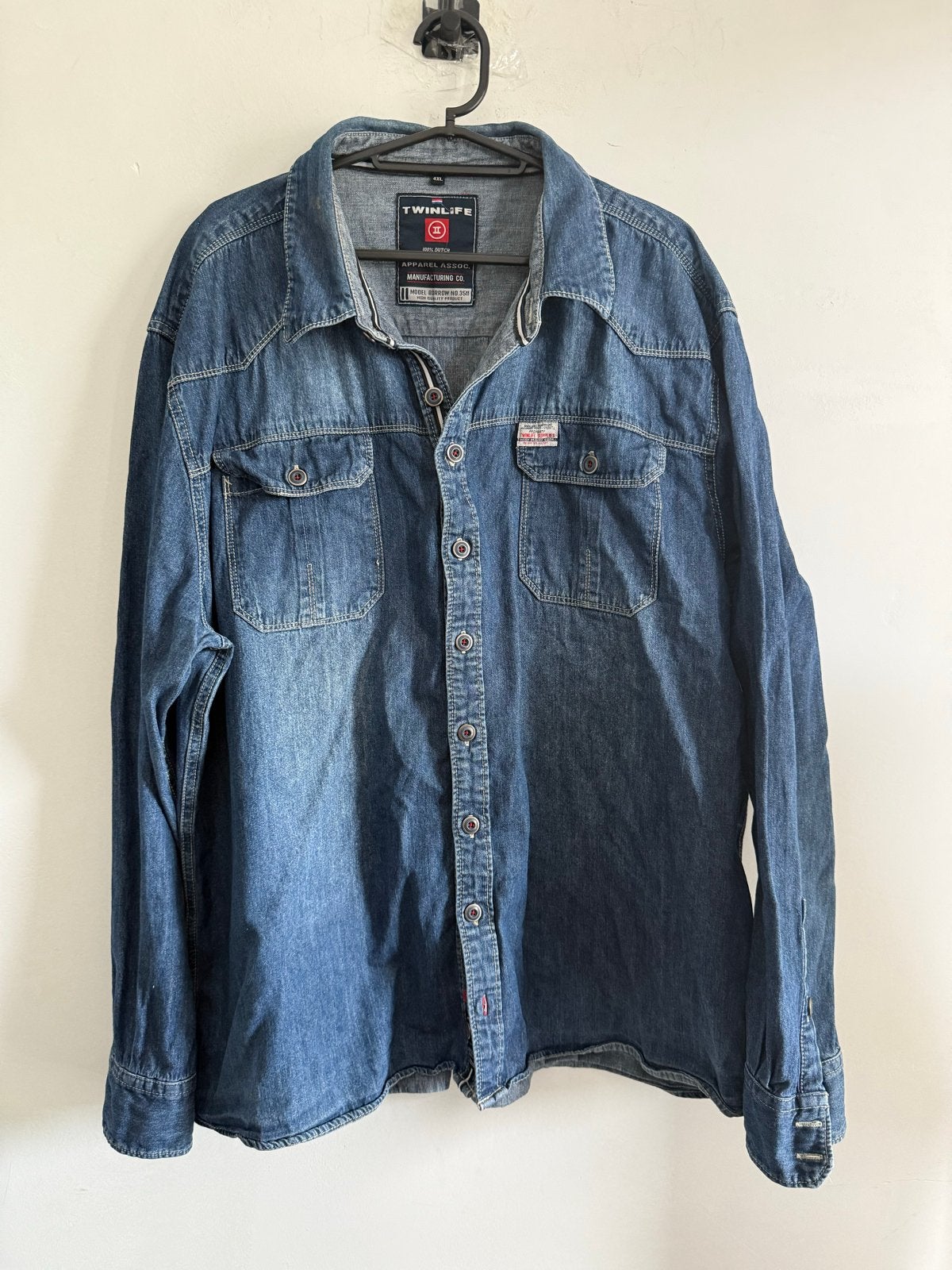 Twinlife spijkeroverhemd 4XL, Kleding | Heren, Overhemden, Ophalen of Verzenden, Gedragen, Blauw, Overige halswijdtes