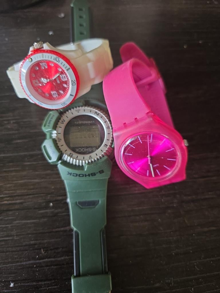 Set van 3 siliconen horloges in diverse kleuren, Overige merken, Kunststof, Gebruikt, Polshorloge