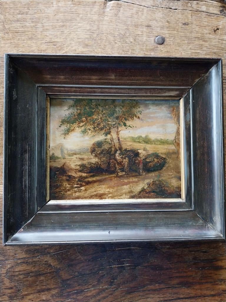 Oud olieverf schilderijtje.., Antiek en Kunst, Ophalen of Verzenden