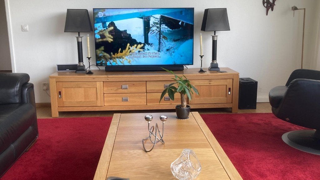 tv meubel, Ophalen, Gebruikt, Eikenhout, 200 cm of meer