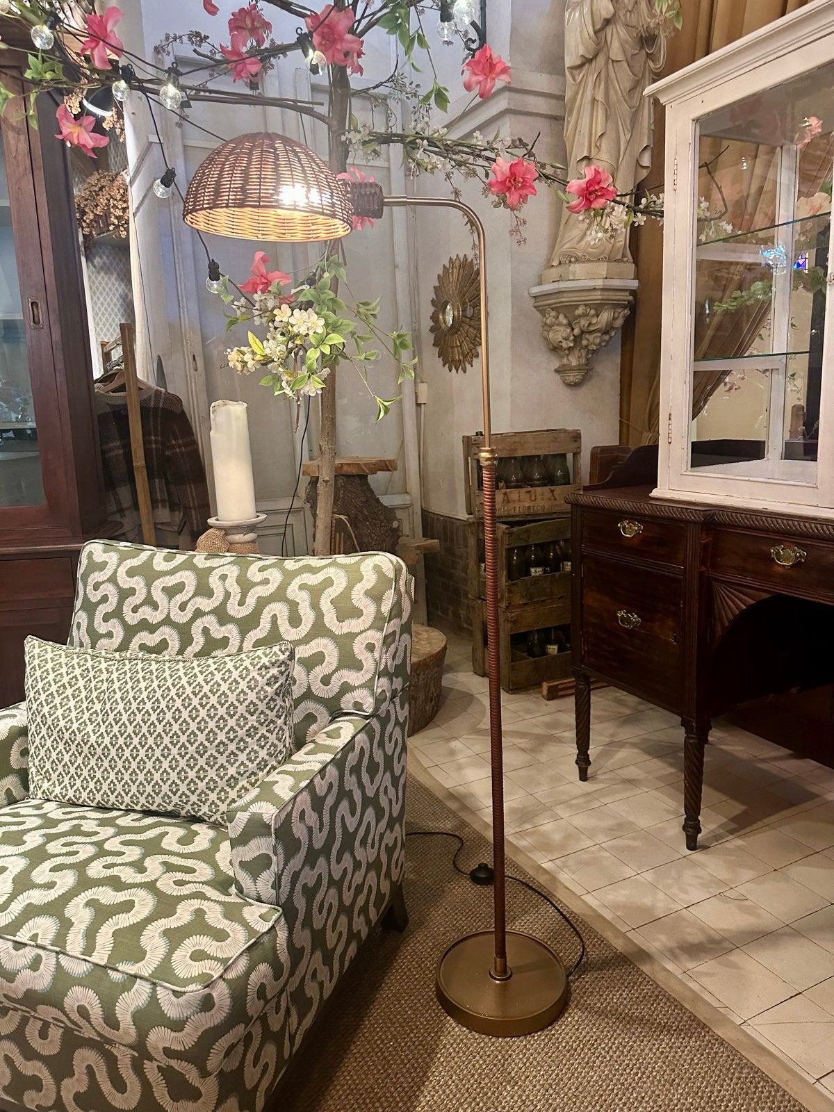 Stijlvolle Rotan Vloerlamp - Vintage Look, Ophalen, Gebruikt, -, 100 tot 150 cm