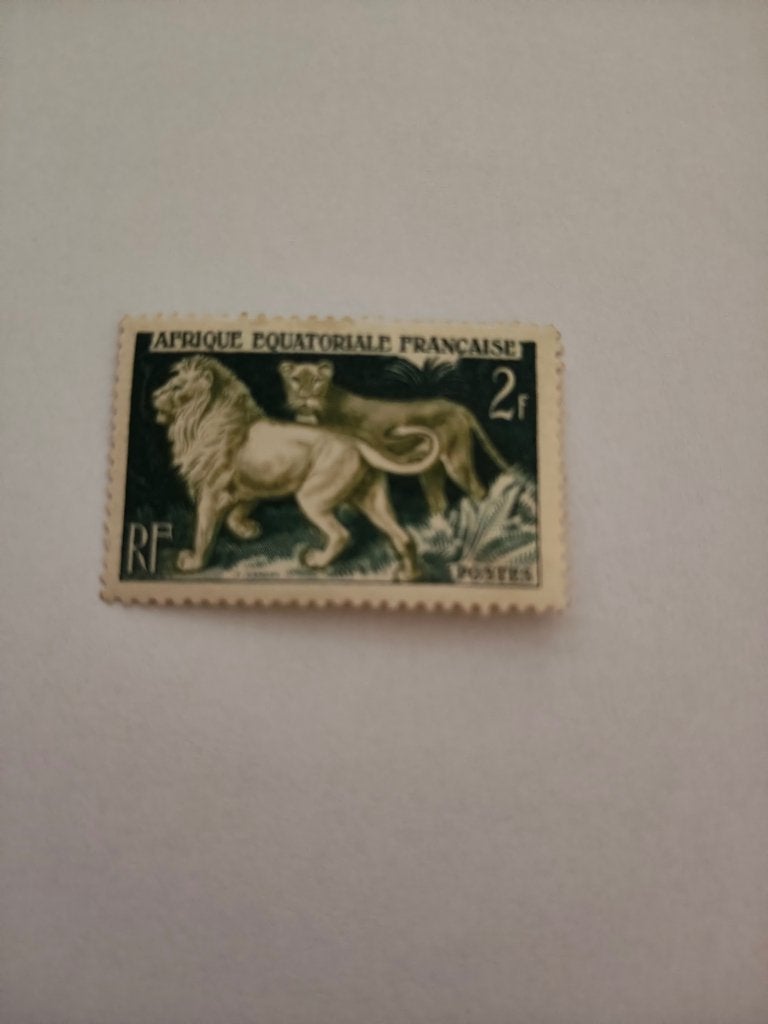 8474 frans equatoriaal africa leeuwen 1957, Postzegels en Munten, Verzenden, Overige landen