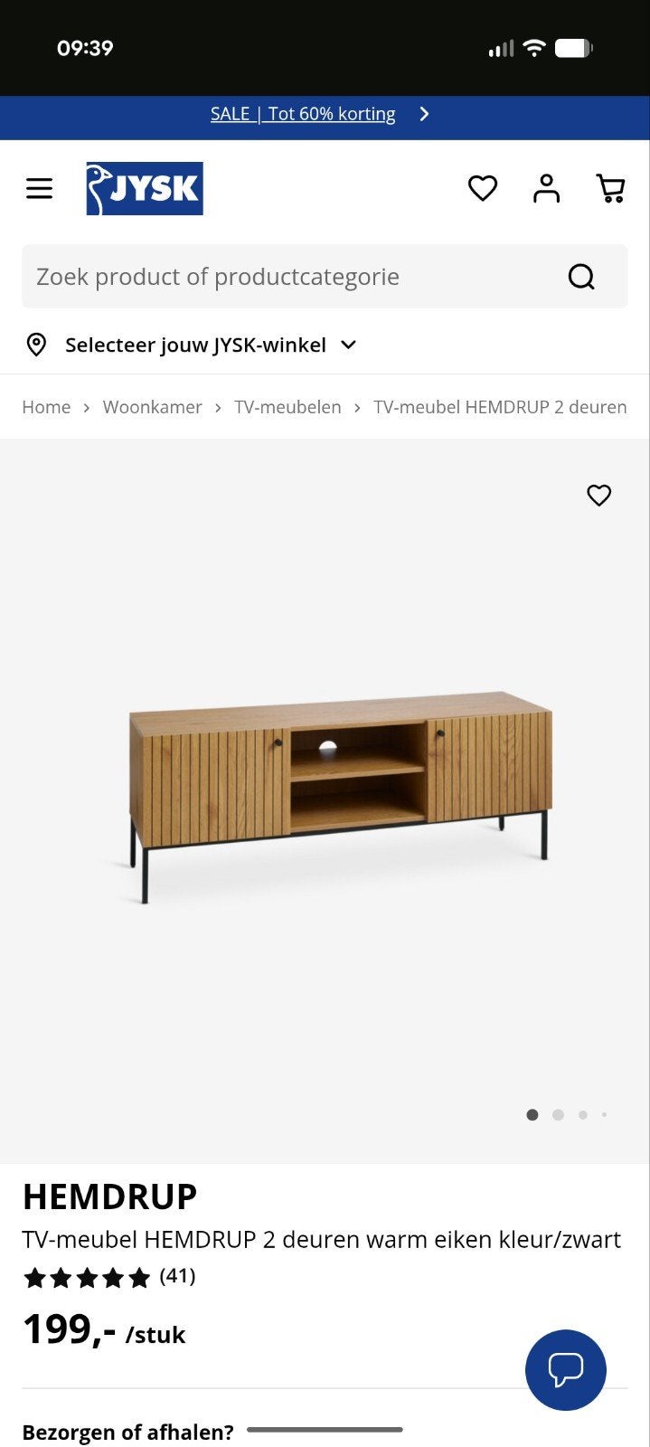Tv meubel Hemdrup JYSK, Ophalen, 25 tot 50 cm, Minder dan 100 cm