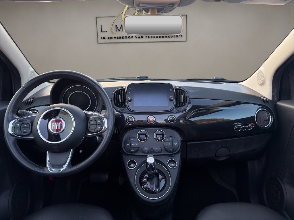 Fiat 500C 1.2 Lounge 2019 ZWART | Automaat | Cabriolet | Nav, Auto's, Fiat, Gebruikt, 4 cilinders, Cabriolet, Leder en Stof