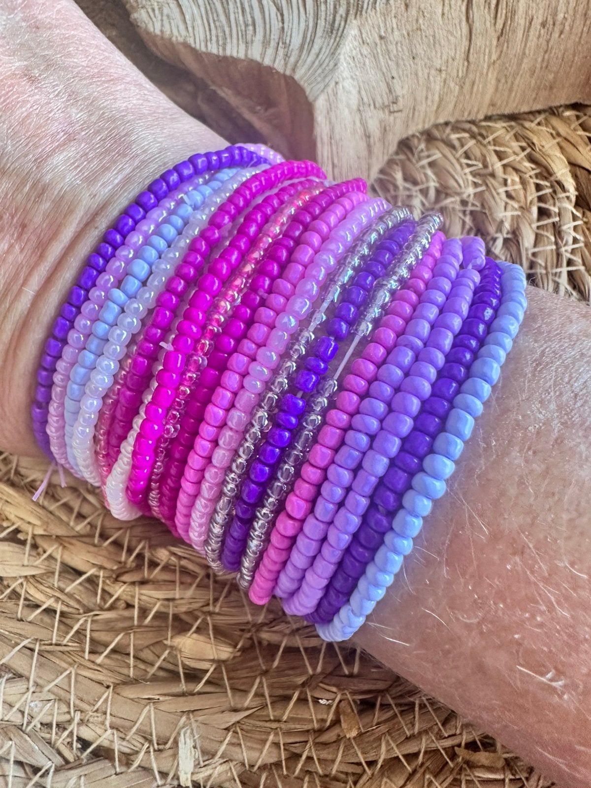 Boho armbanden / roze - paars / boho chic / set van 20, Ophalen of Verzenden, Nieuw