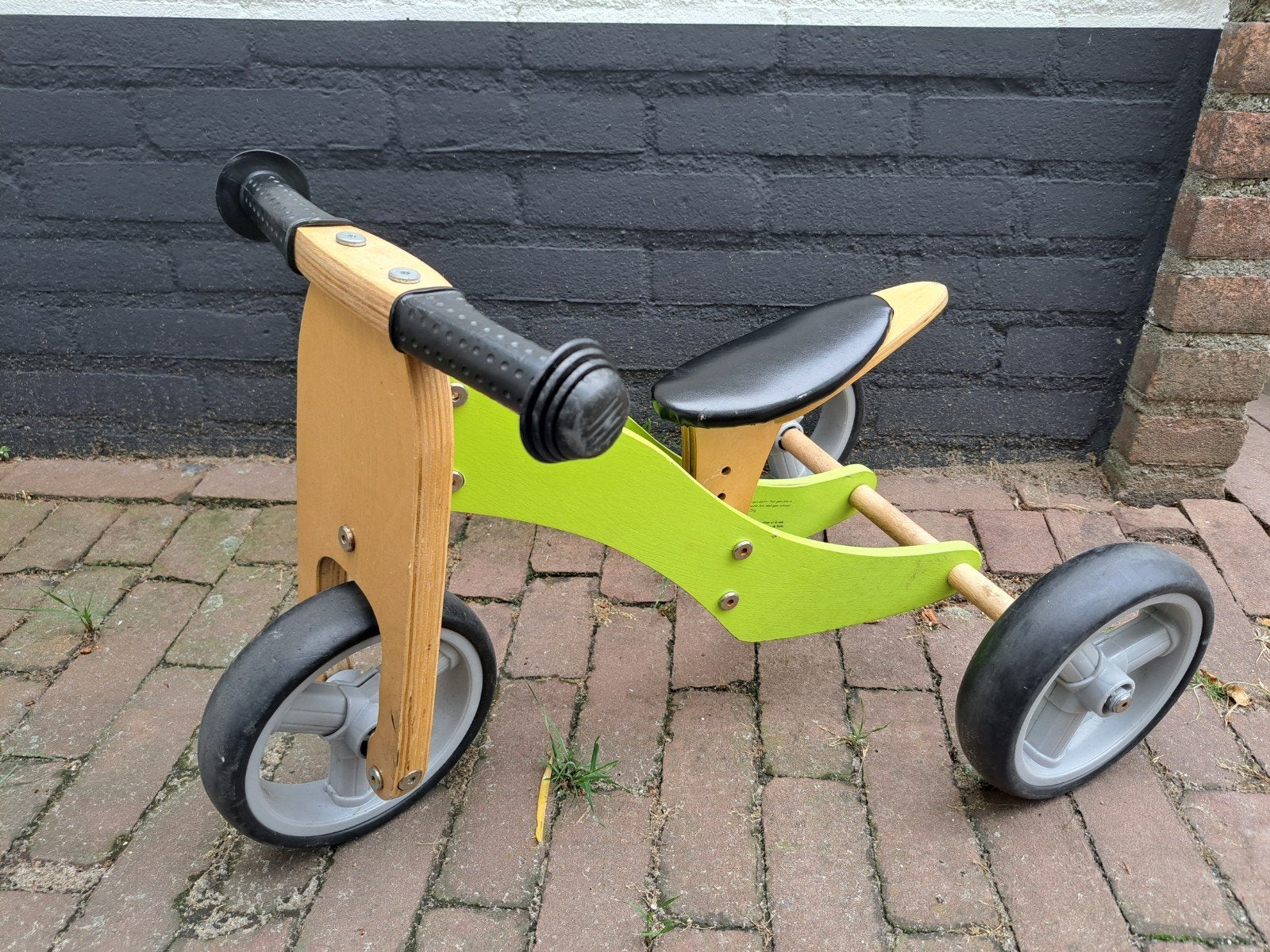 Houten loopfietsje - groen/hout, Ophalen, Gebruikt, Loopfiets
